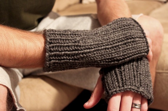 Mens Handmade Wool Fingerless Gloves - Knits DuNord