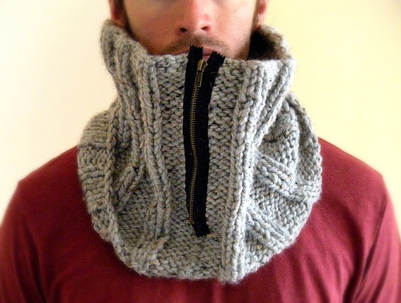 Men's Hanmdade Cowl With Zipper - Kitty Dune