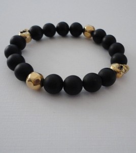 Handmade Mens Bracelet Skull Onyx