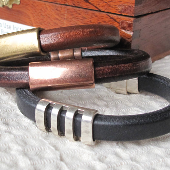 Handmade Men's Leather Bracelet - Moon Jig Jewelry