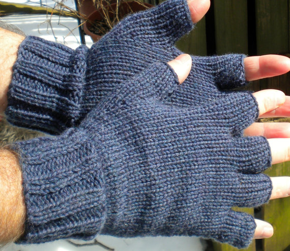 Half Finger Gloves Men's Blue Texting