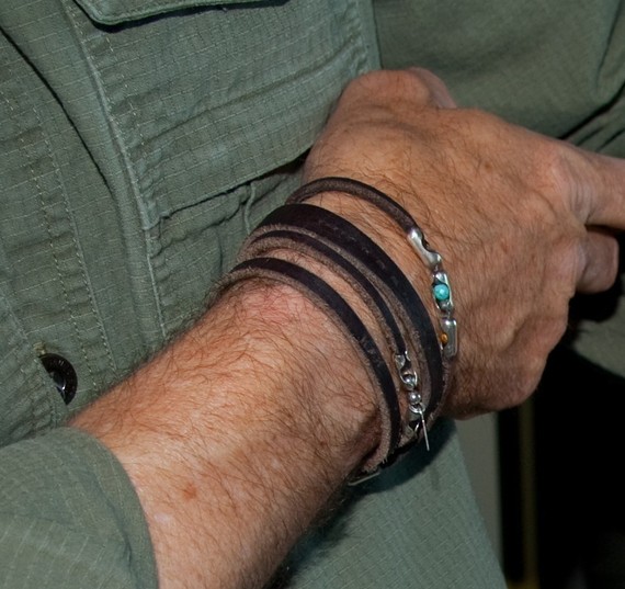 Spiral Jetty, Mens Leather Bracelet, 