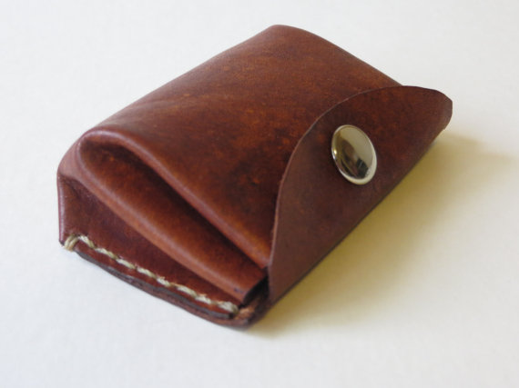 Hand made leather change purse, Leather coin purse
