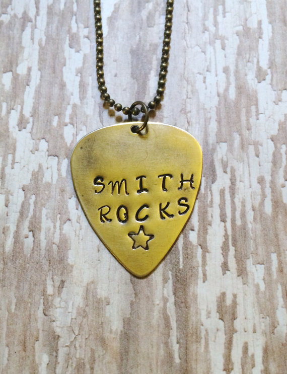 Hand Stamped Personalized Guitar Pick Necklace