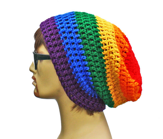 Rainbow Beanie - Slouch - Mens 