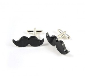 Handmade Mustache Cufflinks - Misty Aurora