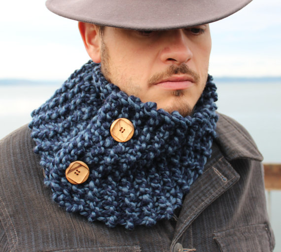 Mens Blue Handmade Cowl Scarf - Gypsea tree