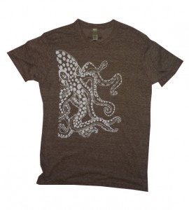 mens handmade t-shirt octopus