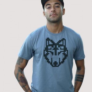 pixel wolf shirt - mens handmade