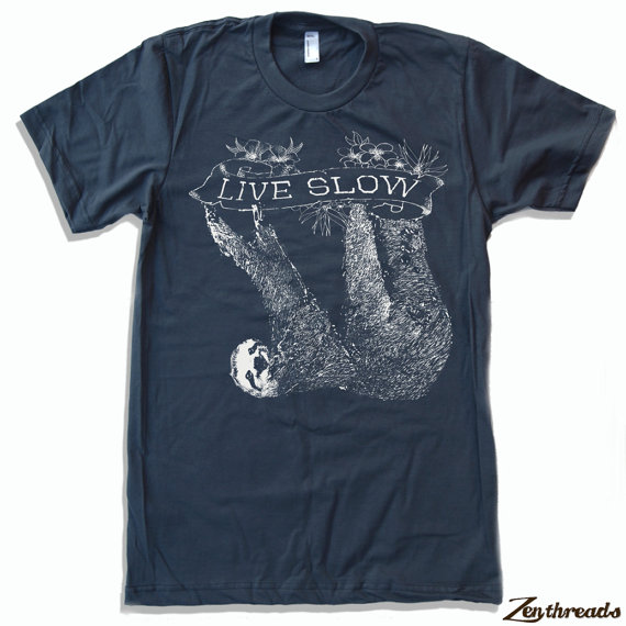 Mens SLOTH 2 (Live Slow) american apparel T Shirt
