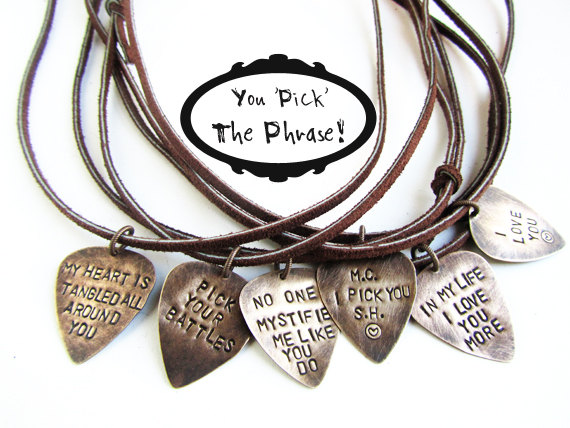 Personalized Guitar Pick, Mens Necklace 