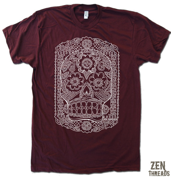 Mens DAY Of The DEAD american apparel T-shirt
